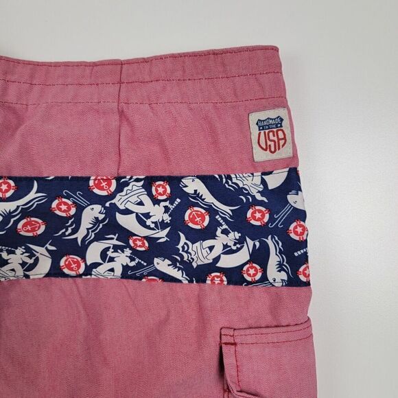 Iron And Resin Mens Sz 34 Swim Trunks Board Shorts Drawstring Red Pink Floral - Picture 8 of 8